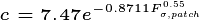 c=7.47e^{-0.8711F_{\sigma,patch}^{0.55}}